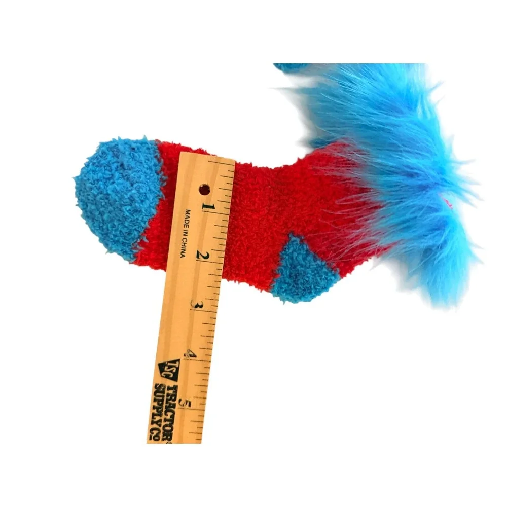 Unbranded Fuzzy Socks Kids Small Red Blue Excellent Faux Fur Trim Dr Seuss Style